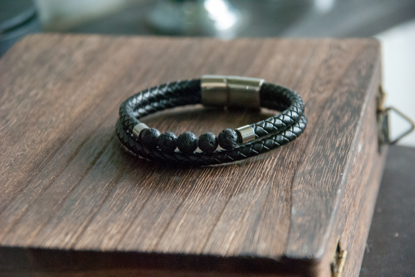 Men's Lava Stone & Leather Bracelet | Natural & Raw